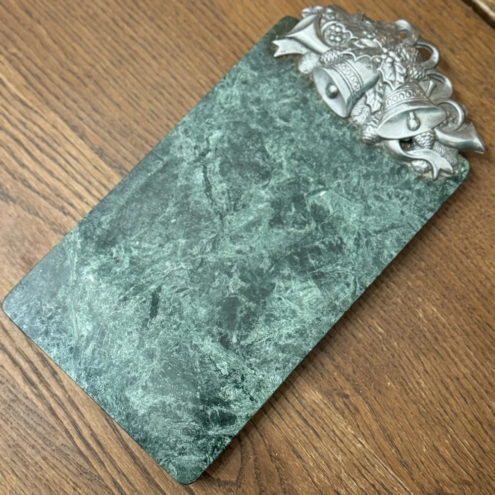 Arthur Court 1991 Green Marble Cheese Tray Trivet Cast 12